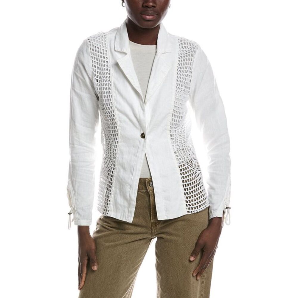 Xcvi Womens Contessa Linen-Blend Jacket, White
